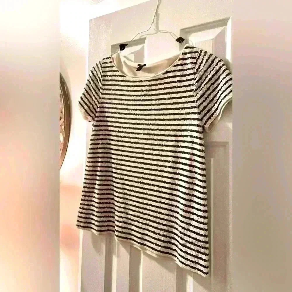 J.crew women’s small sequins stripe short sleeve top like new